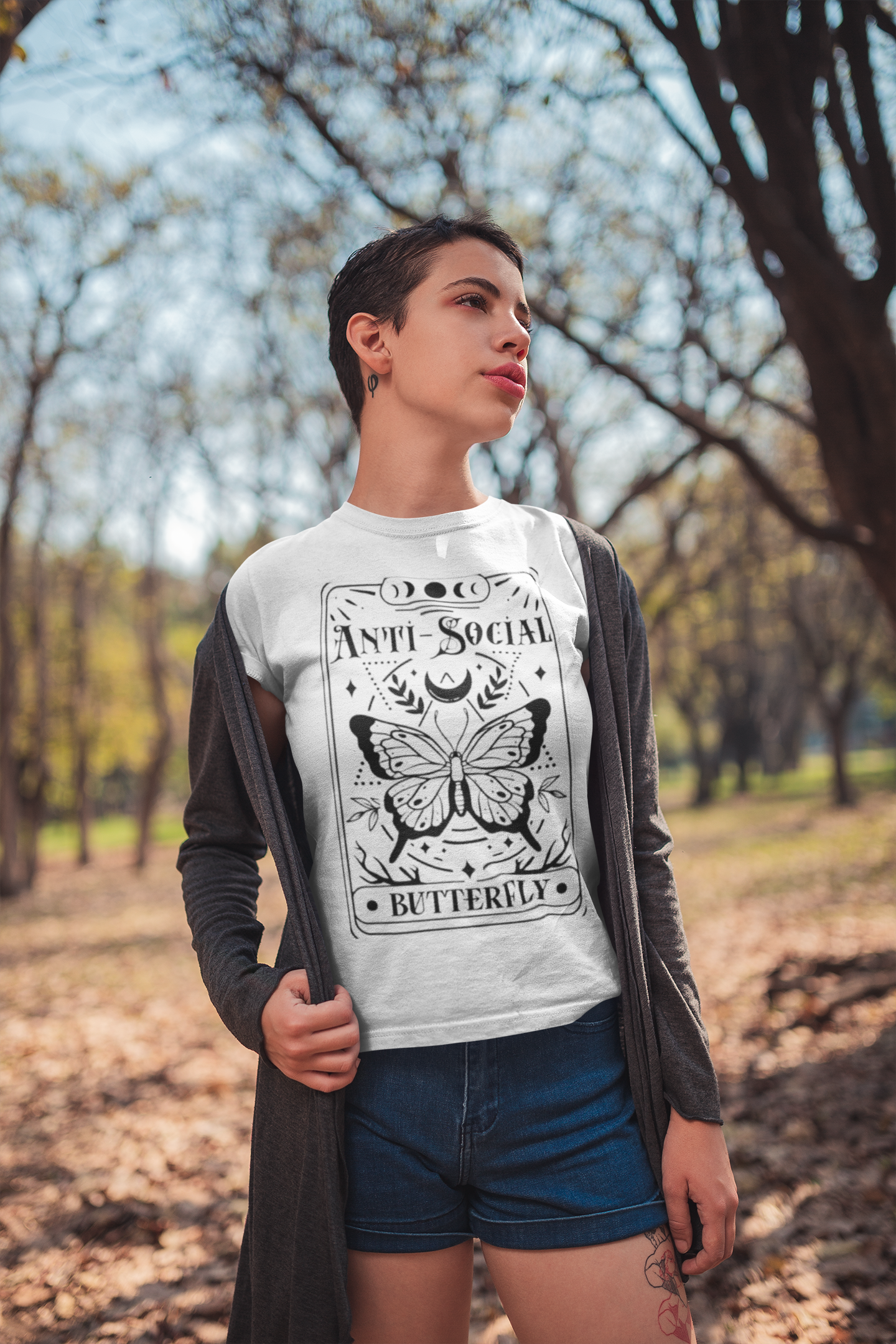 Anti-Social Butterfly- Tarot T-Shirt Printify T-Shirt Rhythm & Drip Apparel