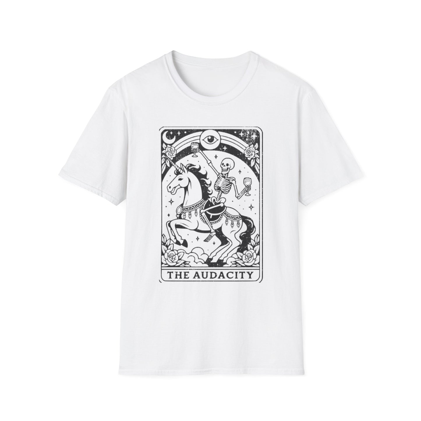 Audacity Tarot T-Shirt White Printify T-Shirt Rhythm & Drip Apparel