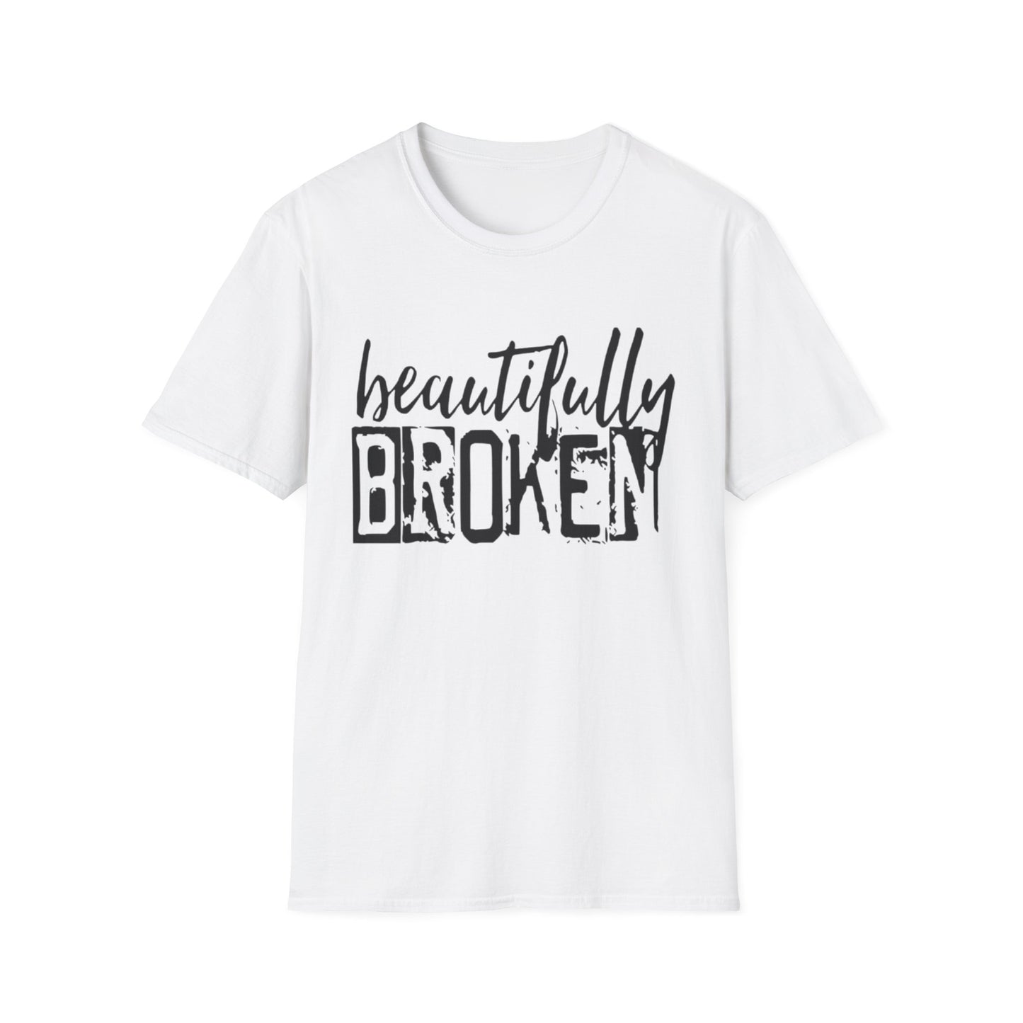 Beautifully Broken T-Shirt White Printify T-Shirt Rhythm & Drip Apparel