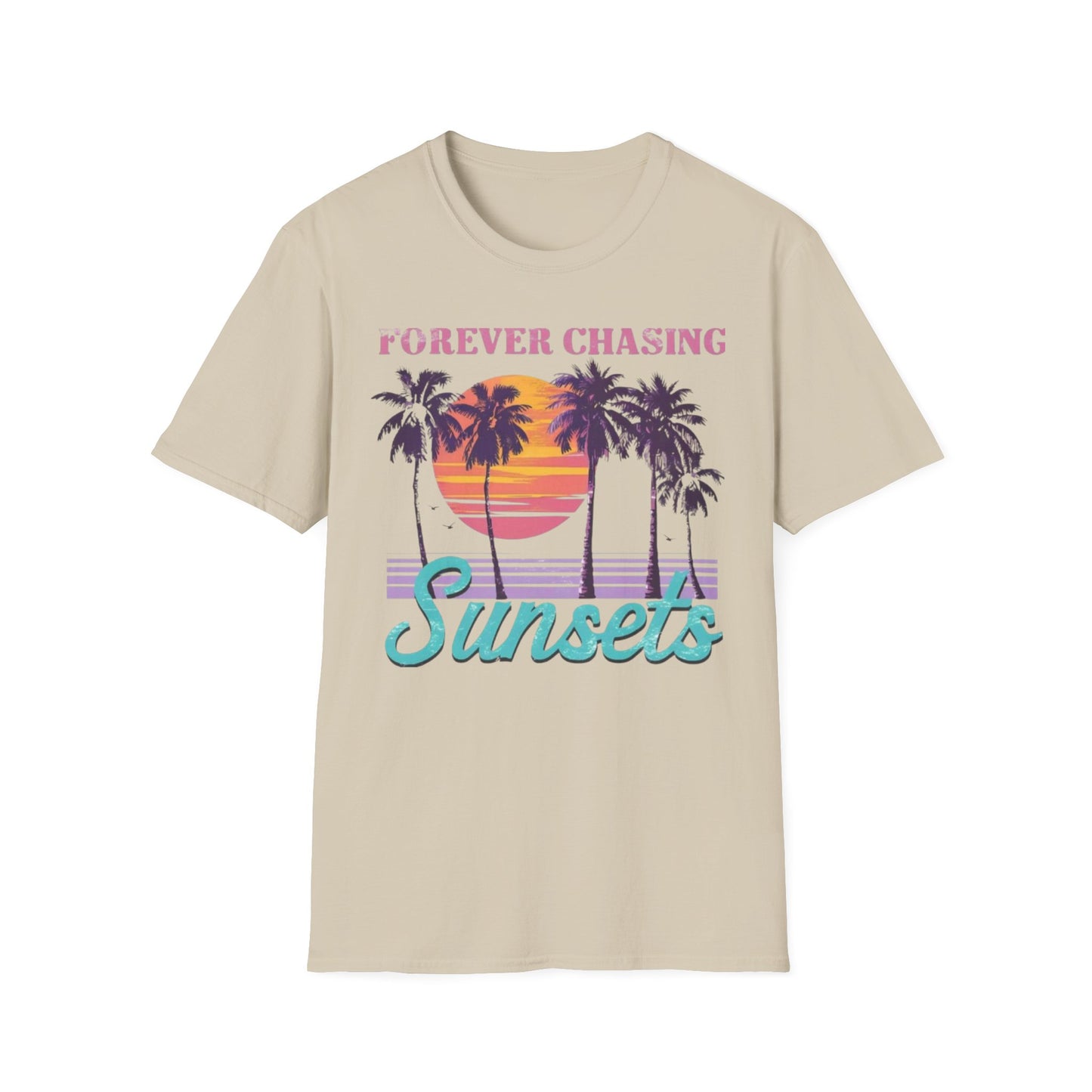 Summer- Forever Chasing Sunsets T-Shirt Sand Printify T-Shirt Rhythm & Drip Apparel
