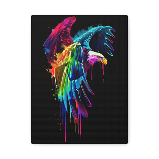 Eagle- Vibrant Eagle Canvas Art, Colorful Wall Decor, Animal Lover Gift, Rainbow Decor, Home Sweet Home, Colorful Eagle Painting 9" x 12" (Vertical) 1.25" Printify Canvas Rhythm & Drip Apparel