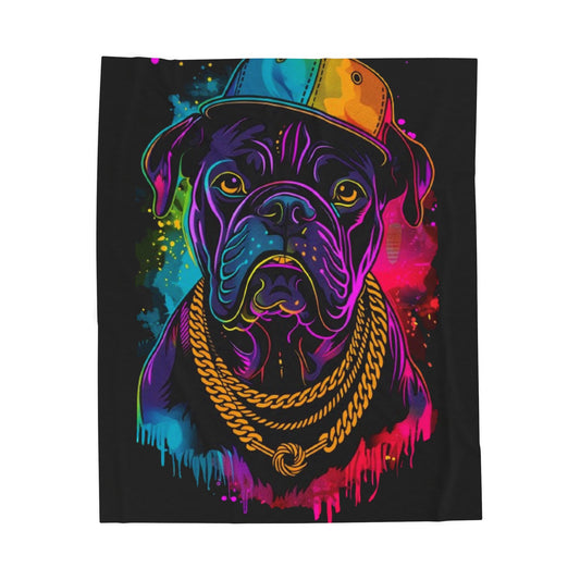 Dog- Vibrant Dog Art Plush Blanket, Pet Lover Gift, Cozy Home Decor, Dog Themed Blanket, Colorful Dog Blanket, Birthday Gift 50" × 60" Printify All Over Prints Rhythm & Drip Apparel