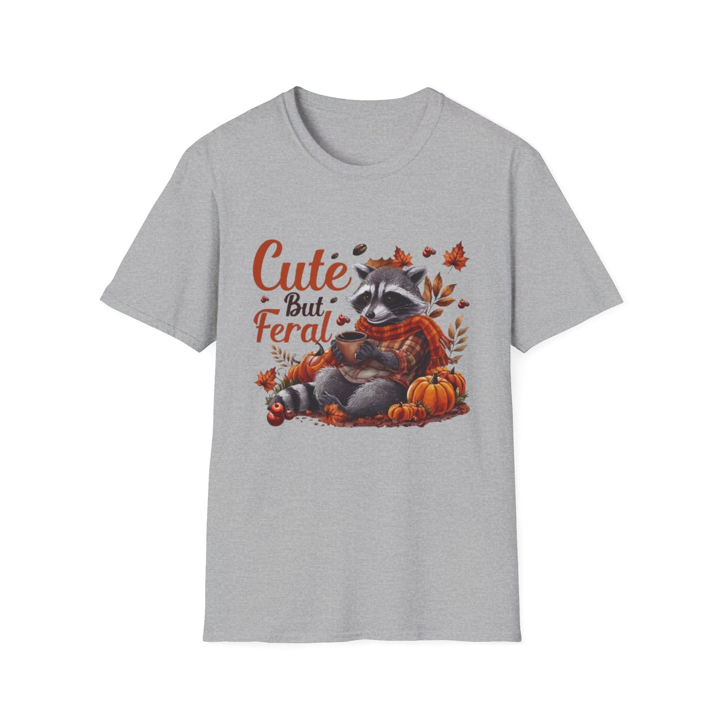 Fall- Cute But Feral Raccoon T-Shirt Sport Grey Printify T-Shirt Rhythm & Drip Apparel