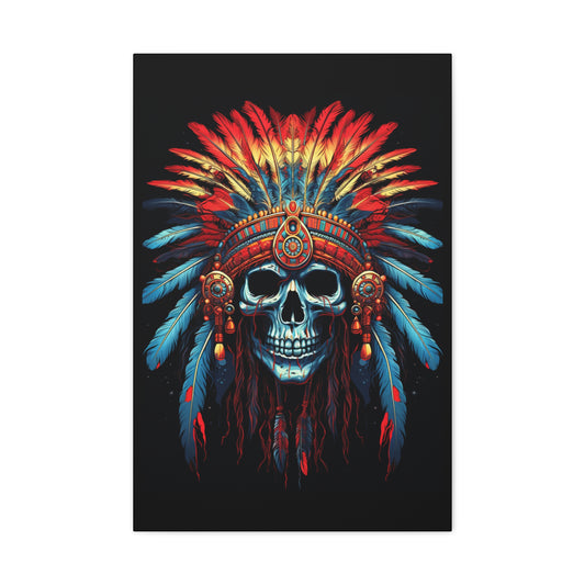 Skull- Bohemian Skull Canvas Art, Bohemian Decor, Wall Art, Home Decor, Unique Gift, Tribal Artwork, Colorful Wall Hanging 20″ x 30″ (Vertical) 1.25" Rhythm & Drip Canvas Rhythm & Drip Apparel