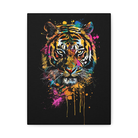 Tiger- Vibrant Tiger Canvas Art, Colorful Wall Décor, Modern Home Decor, Wildlife Art, Gift for Animal Lovers 9" x 12" (Vertical) 1.25" Printify Canvas Rhythm & Drip Apparel