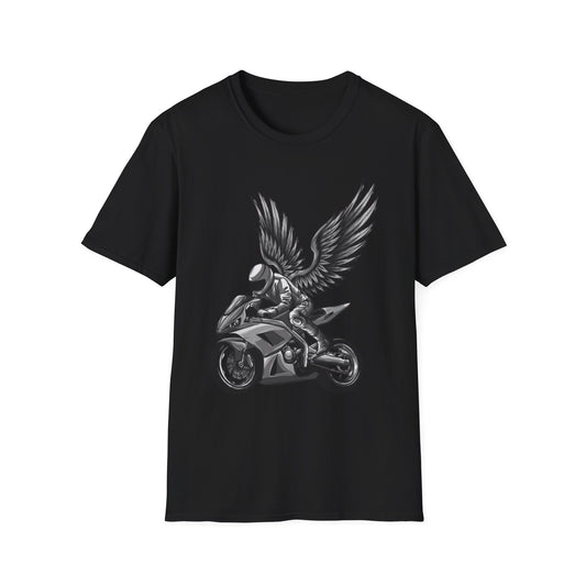 Wings of Freedom Motorbike T-Shirt Black Printify T-Shirt Rhythm & Drip Apparel