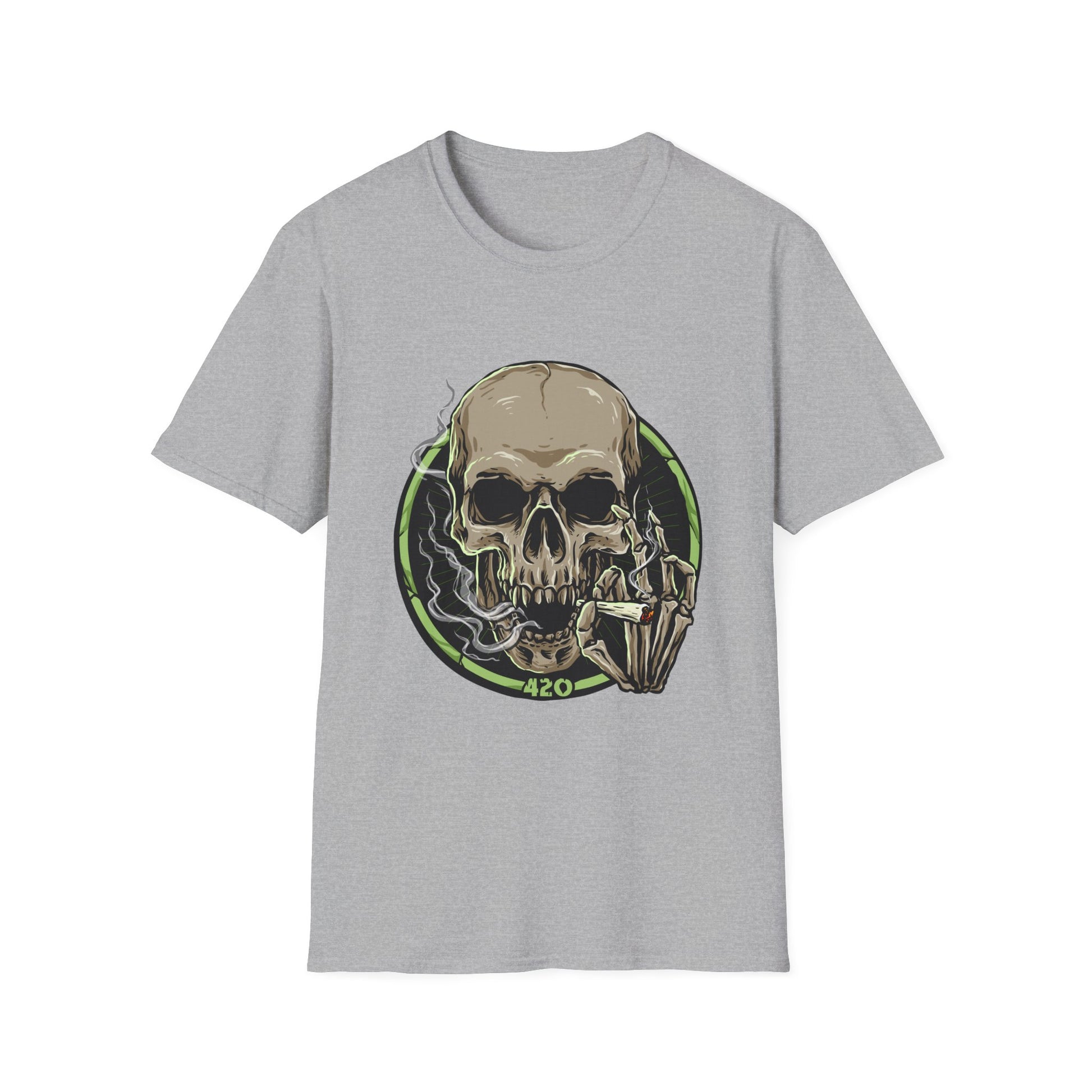 420 Skull Design T-Shirt Sport Grey Printify T-Shirt Rhythm & Drip Apparel