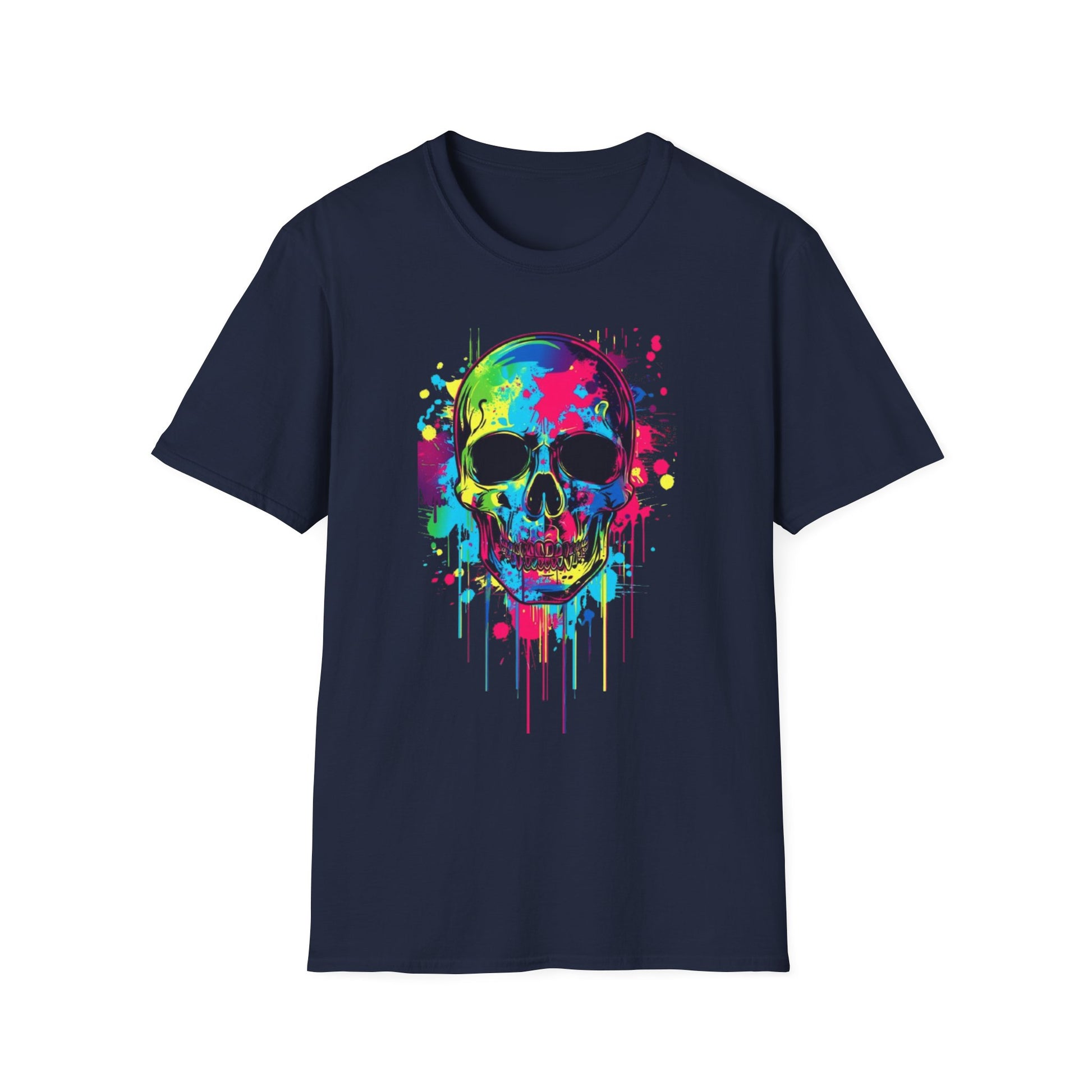 Colorful Skull Graphic T-Shirt Navy Printify T-Shirt Rhythm & Drip Apparel