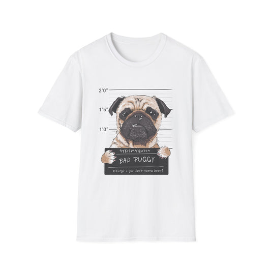 Bad Puggy Shirt White Printify T-Shirt Rhythm & Drip Apparel