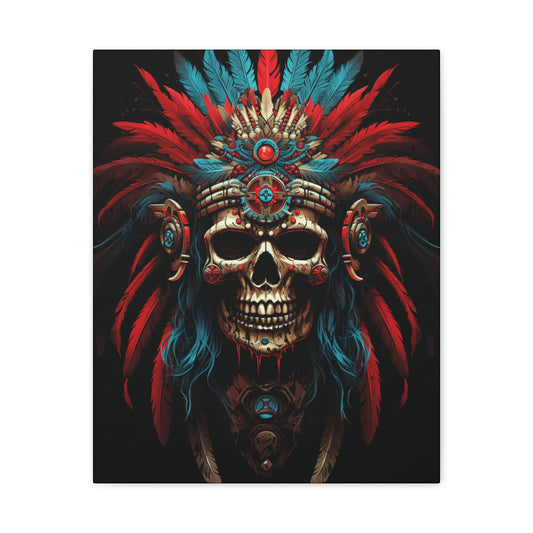 Skull- Bohemian Skull Canvas Print, Wall Art, Home Decor, Unique Gift, Ethnic Artwork, Colorful Wall Hanging 16" x 20" (Vertical) 1.25" Rhythm & Drip Canvas Rhythm & Drip Apparel