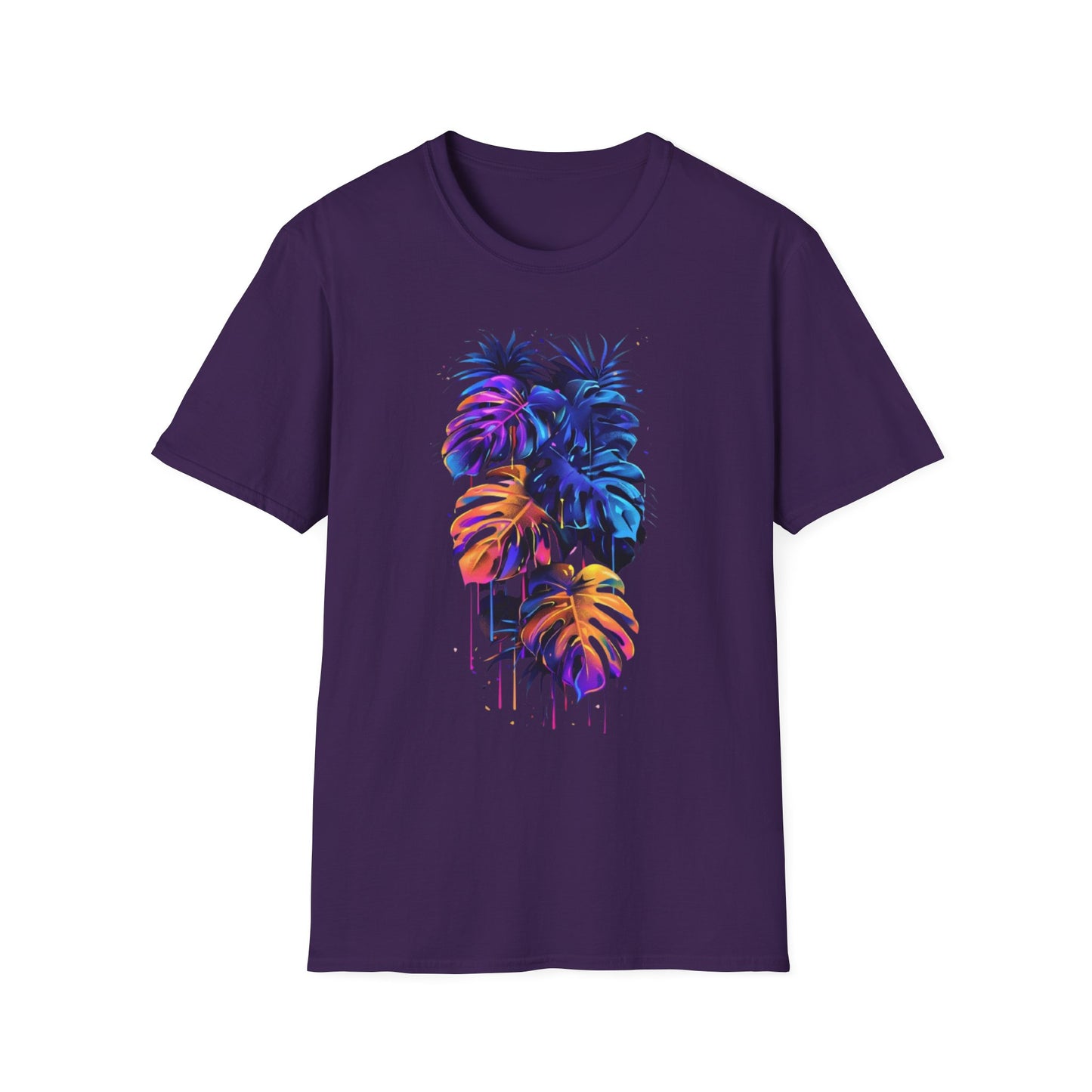 Vibrant Tropical Leaf T-Shirt Purple Printify T-Shirt Rhythm & Drip Apparel