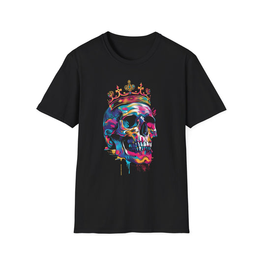 Vibrant Skull Crown T-Shirt Black Printify T-Shirt Rhythm & Drip Apparel