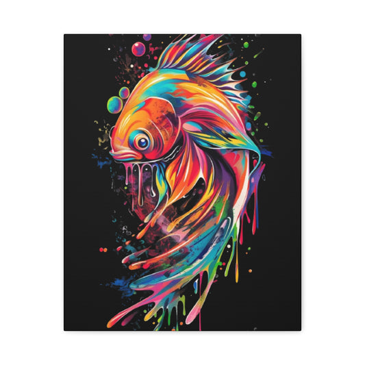 Fish- Vibrant Fish Canvas Art, Colorful Wall Decor, Artistic Home Accent, Gift for Fish Lovers, Unique Ocean Decor, Bright and Cheerful Wall Art 16" x 20" (Vertical) 1.25" Printify Canvas Rhythm & Drip Apparel
