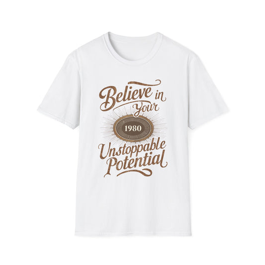 Believe in Your Unstoppable Potential T-Shirt White Printify T-Shirt Rhythm & Drip Apparel