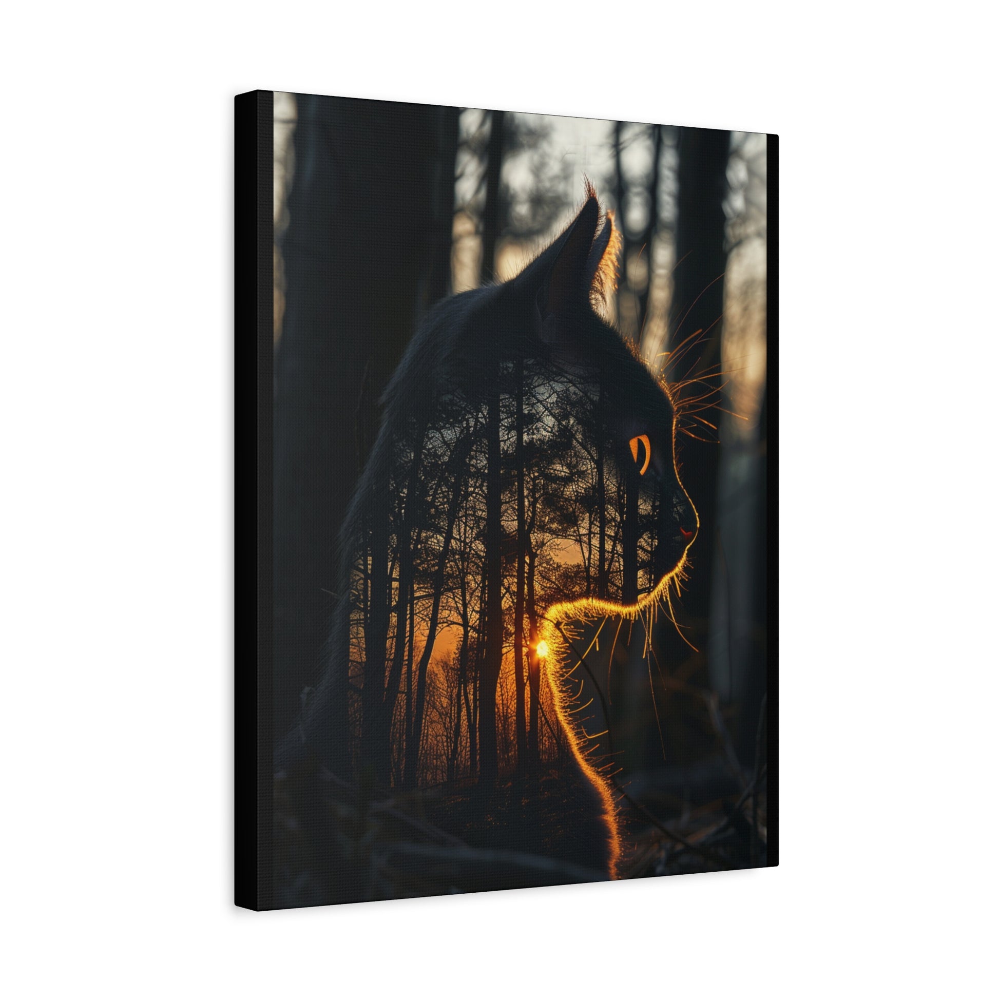 Cat- Silhouette Wall Art - Forest Sunset Canvas Decor, Animal Lover Gift, Home Decoration, Nature Inspired Art, Cat Aesthetic Rhythm & Drip Canvas Rhythm & Drip Apparel
