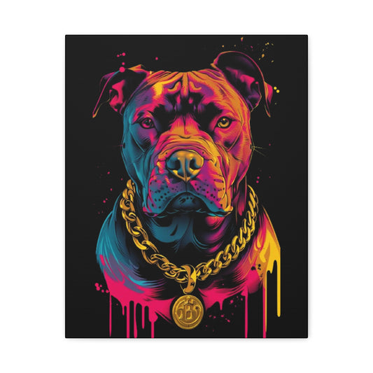 Dog- Colorful Pitbull Canvas Art, Pet Lover Wall Decor, Modern Home Decor, Unique Gift for Dog Lovers, Vibrant Animal Portrait 16" x 20" (Vertical) 1.25" Printify Canvas Rhythm & Drip Apparel