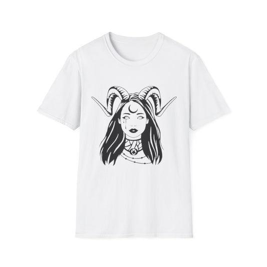Halloween- Gothic Moon Goddess T-Shirt White Printify T-Shirt Rhythm & Drip Apparel