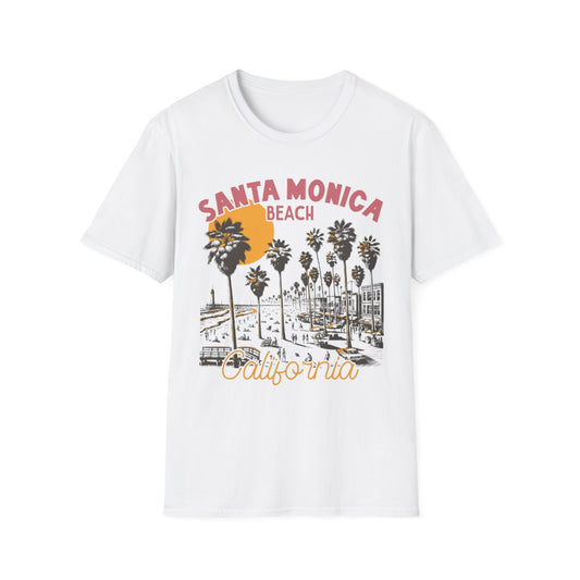 Summer- Santa Monica Beach Tee White Printify T-Shirt Rhythm & Drip Apparel