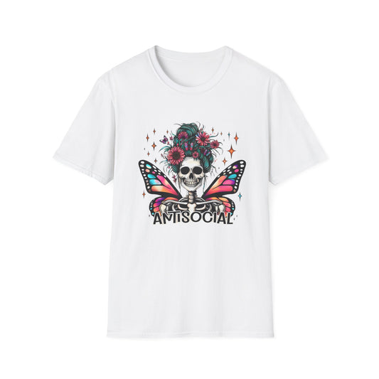 Antisocial Skeleton Tee White Printify T-Shirt Rhythm & Drip Apparel