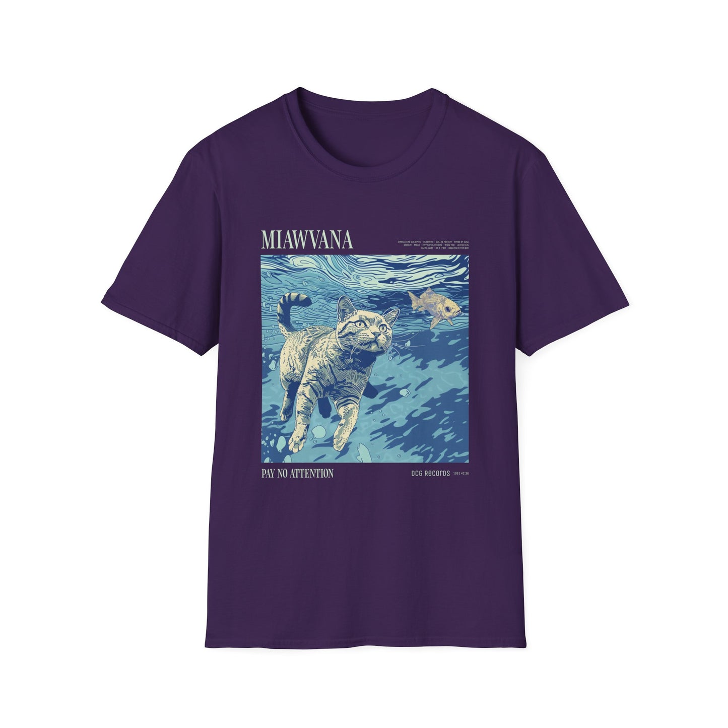 Music- Miawana Cat T-Shirt Purple Printify T-Shirt Rhythm & Drip Apparel