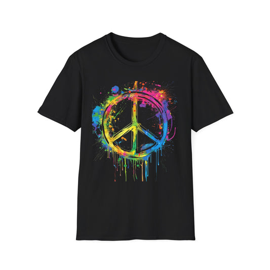 Vibrant Peace Sign T-Shirt Black Printify T-Shirt Rhythm & Drip Apparel