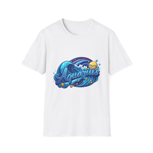 Aquarius Wave T-Shirt White Printify T-Shirt Rhythm & Drip Apparel