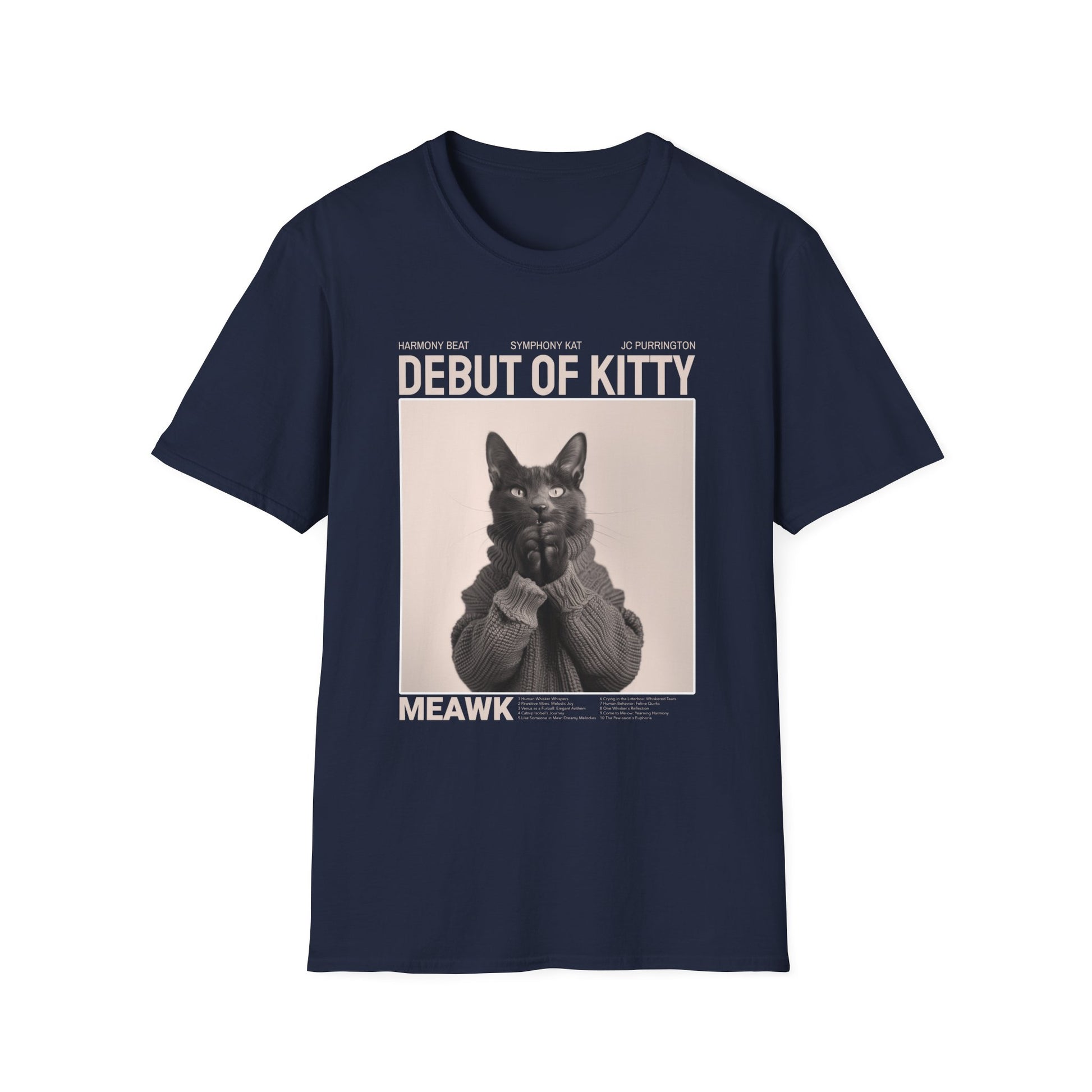 Music- Debut of Kitty T-Shirt Navy Printify T-Shirt Rhythm & Drip Apparel