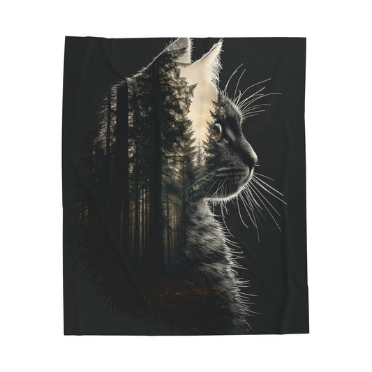 Cat- Cozy Velveteen Cat-Themed Blanket, Soft Plush Throw for Cat Lovers, Ideal for Warm Home Decor, Gifts for Pet Owners, Perfect for Cozy Nights 50" × 60" Printify All Over Prints Rhythm & Drip Apparel