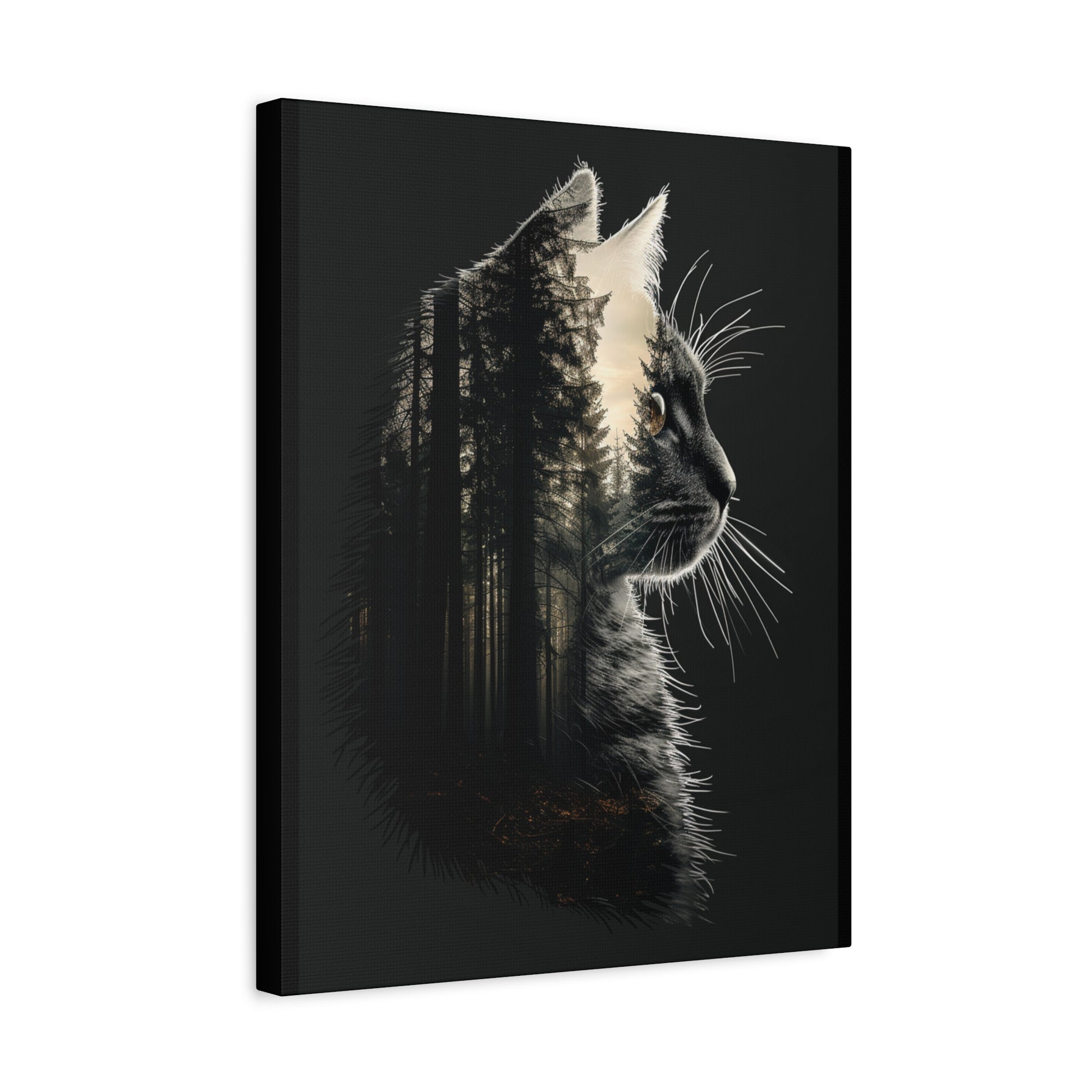 Cat- Black Cat Forest Canvas Art, Cat Lover Decor, Unique Wall Artwork, Modern Home Decoration, Gift for Animal Lovers, Nature-Inspired Art Rhythm & Drip Canvas Rhythm & Drip Apparel