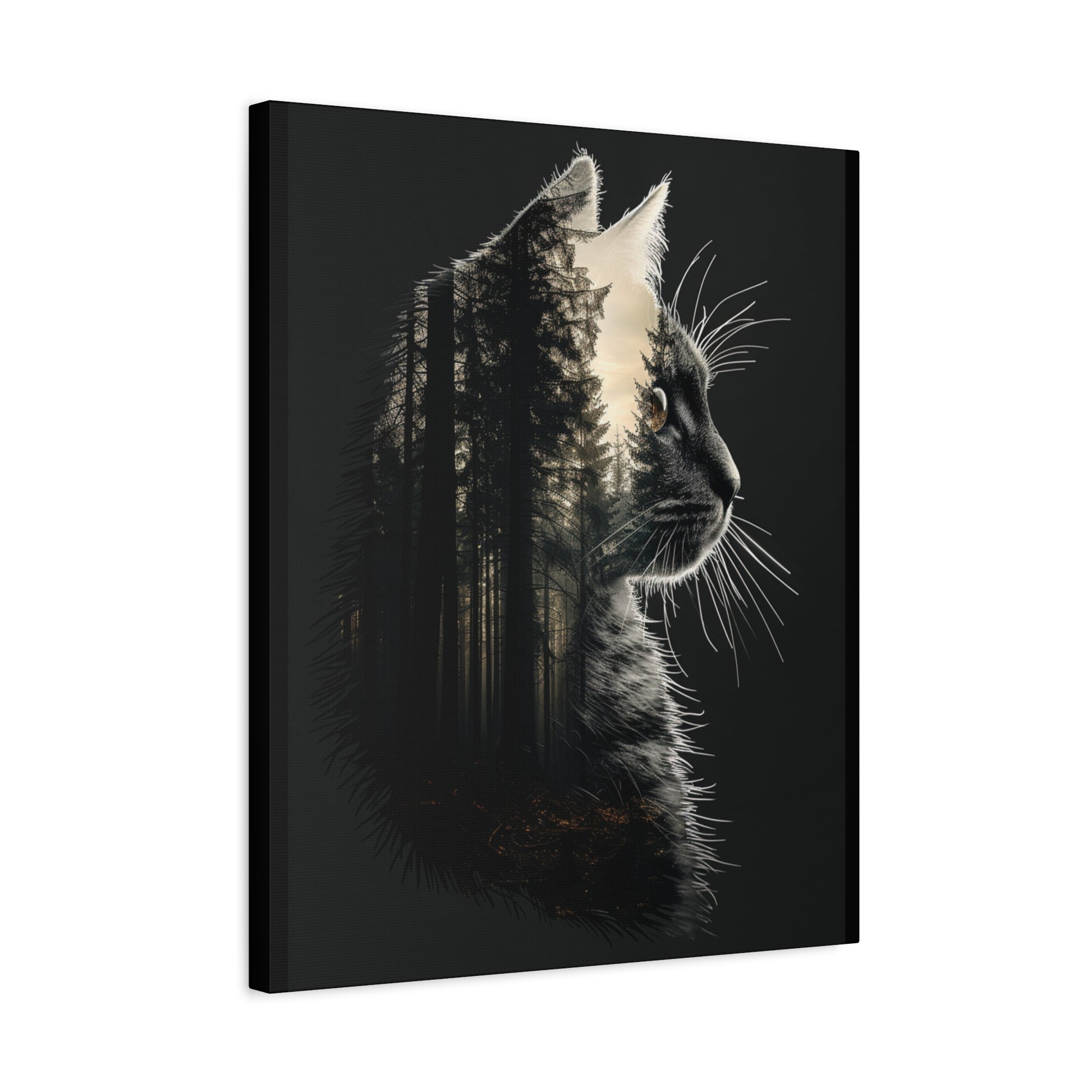 Cat- Black Cat Forest Canvas Art, Cat Lover Decor, Unique Wall Artwork, Modern Home Decoration, Gift for Animal Lovers, Nature-Inspired Art Rhythm & Drip Canvas Rhythm & Drip Apparel