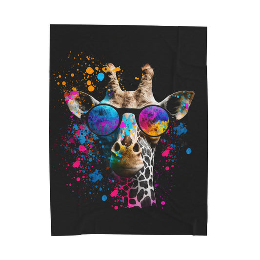 Giraffe- Colorful Giraffe Plush Blanket, Cozy Home Decor, Animal Lover Gift, Kids Room Decor, Warm Throw Blanket for All Seasons 60" × 80" Rhythm & Drip All Over Prints Rhythm & Drip Apparel