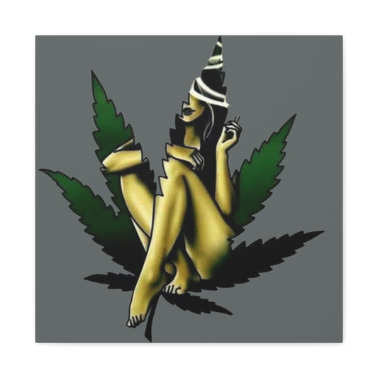 420- Artistic Cannabis Wall Canvas, Stretched Wall Art, Home Decor, Unique Gift, Bohemian Vibe, Chill Atmosphere 20″ x 20″ 1.25" Rhythm & Drip Canvas Rhythm & Drip Apparel