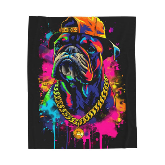 Dog- Colorful Dog-Themed Velveteen Plush Blanket - Vibrant Dog Art, Cozy Home Decor, Gift for Pet Lovers, Warm Throw for All Seasons, [...] 50" × 60" Printify All Over Prints Rhythm & Drip Apparel