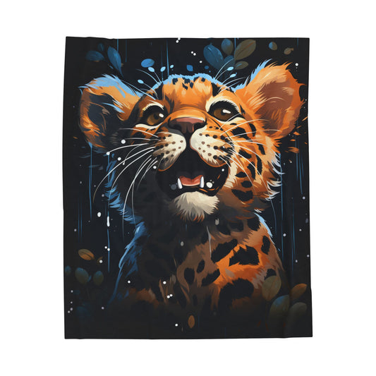 Leopard- Cozy Wildlife Plush Blanket - Perfect for Kids, Home Decor, Gifts, Camping, Animal Lovers 50" × 60" Printify All Over Prints Rhythm & Drip Apparel