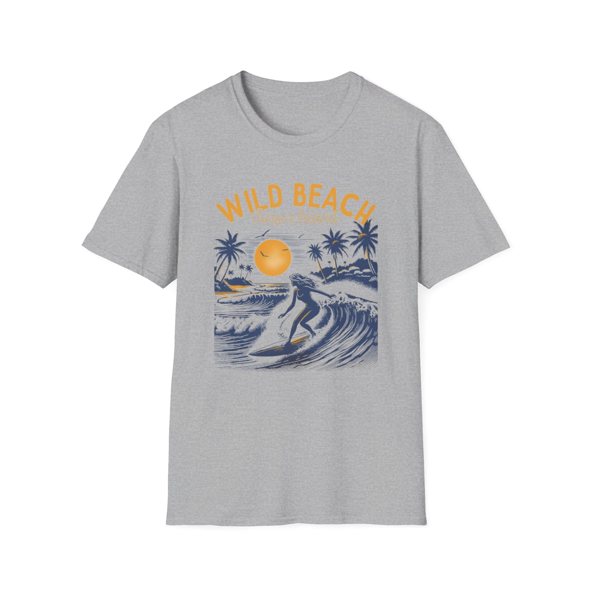 Summer- Wild Beach Surfing T-Shirt Sport Grey Printify T-Shirt Rhythm & Drip Apparel