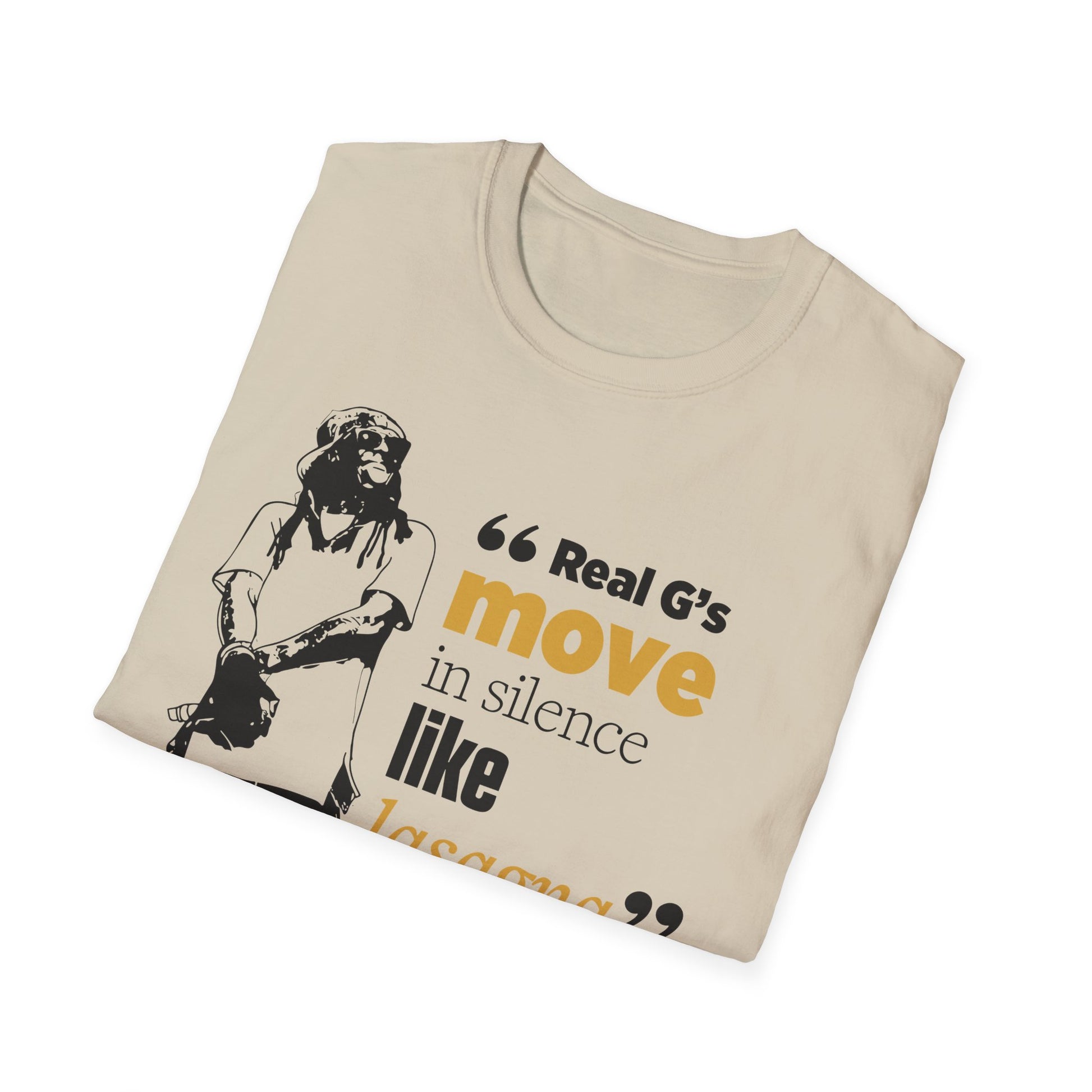 LilnWaynee Unisex Softstyle T-Shirt - 'Real G's Move in Silence Like Lasagna' Quote Tee - Rhythm & Drip