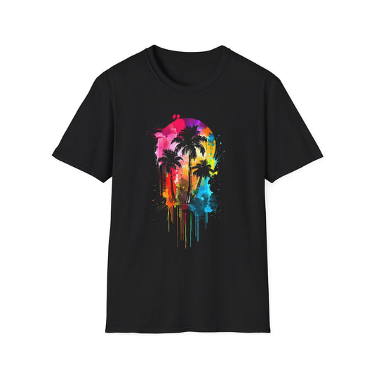 Vibrant Palm Tree T-Shirt Black Printify T-Shirt Rhythm & Drip Apparel
