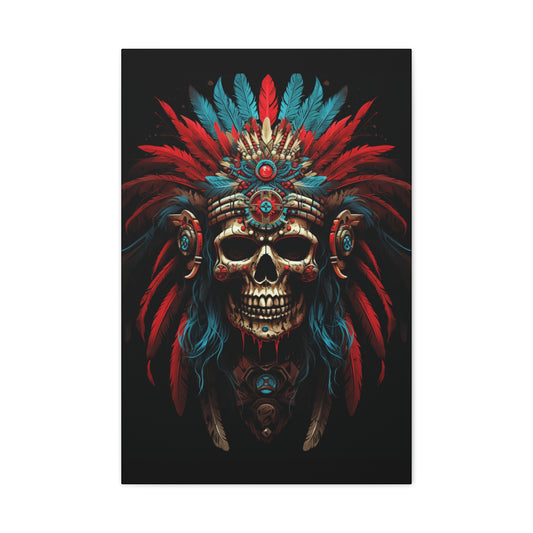 Skull- Bohemian Skull Canvas Print, Wall Art, Home Decor, Unique Gift, Ethnic Artwork, Colorful Wall Hanging 20″ x 30″ (Vertical) 1.25" Rhythm & Drip Canvas Rhythm & Drip Apparel