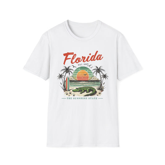 Summer- Florida Sunset T-Shirt White Printify T-Shirt Rhythm & Drip Apparel