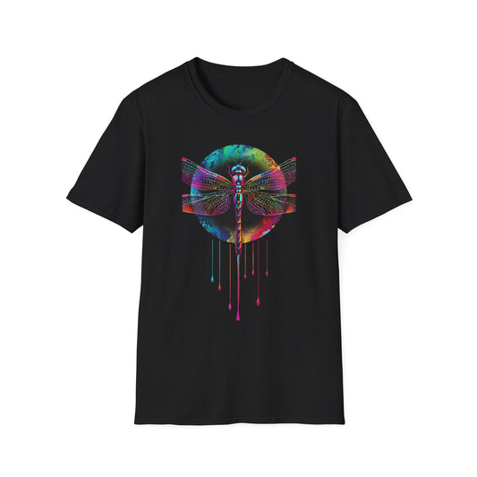 Colorful Dragonfly T-Shirt Black Printify T-Shirt Rhythm & Drip Apparel