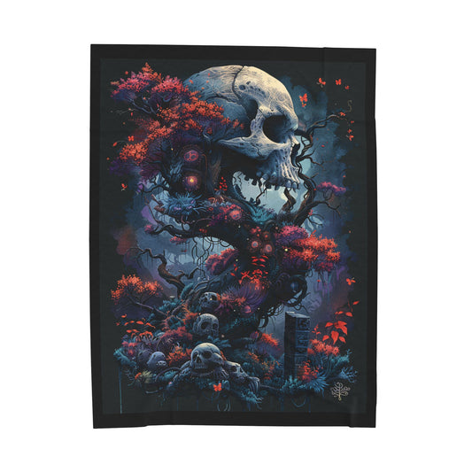 Skull- Gothic Skull Velveteen Plush Blanket, Cozy Throw Blanket, Halloween Decor, Soft Fleece Blanket, Unique Gift for Home, Comfort Blanket 60" × 80" Rhythm & Drip All Over Prints Rhythm & Drip Apparel