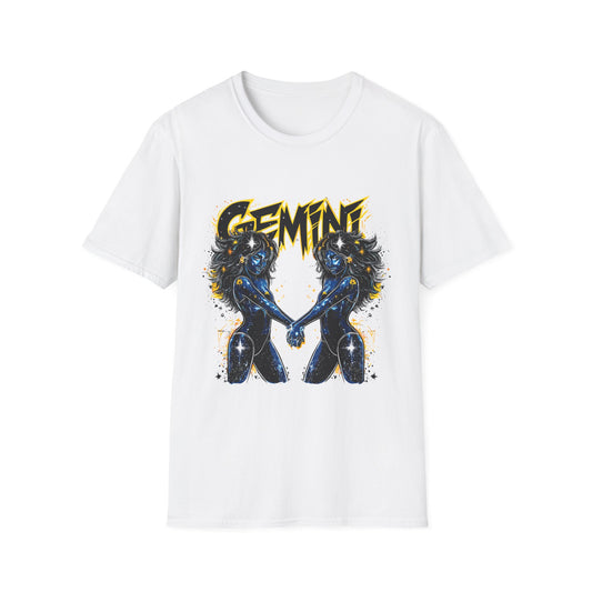 Gemini Zodiac T-Shirt White Printify T-Shirt Rhythm & Drip Apparel