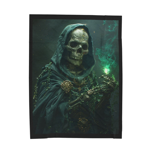 Skeleton- Mystical Skull Velveteen Plush Blanket, Cozy Warm Throw for Halloween, Goth Decor, Gift for Horror Lovers, Home Accent 60" × 80" Rhythm & Drip All Over Prints Rhythm & Drip Apparel