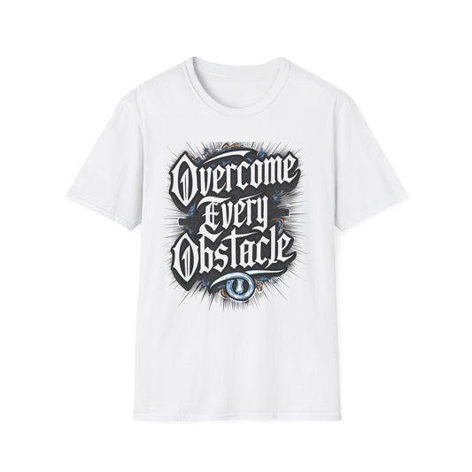 Inspirational Unisex Softstyle T-Shirt – "Overcome Every Obstacle"