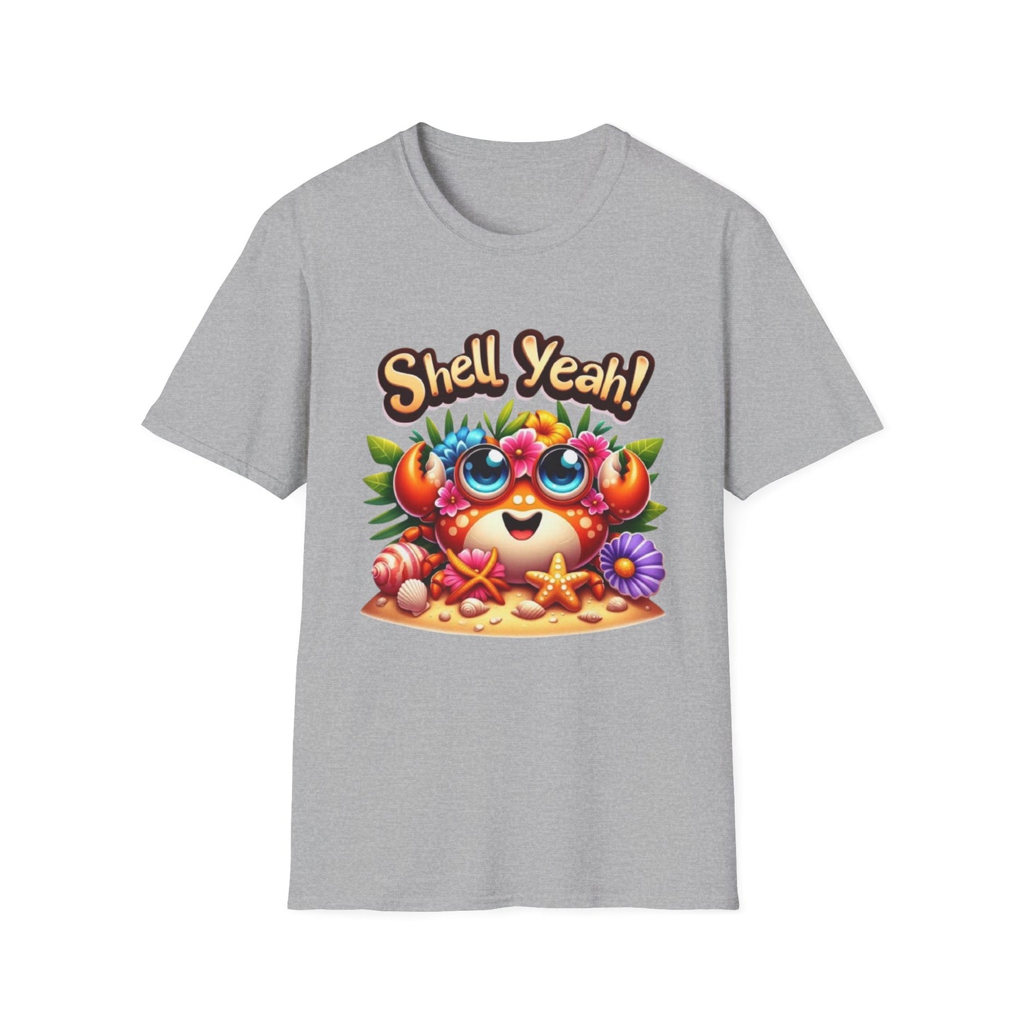 Summer- Shell Yeah! Cute Crab T-Shirt Sport Grey Printify T-Shirt Rhythm & Drip Apparel