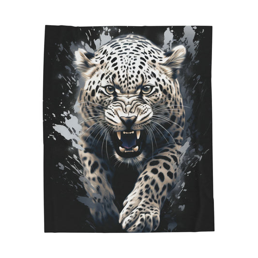 Leopard- Fierce Leopard Velveteen Plush Blanket | Cozy Throw for Animal Lovers | Perfect Gift for Birthdays, Home Decor, Wildlife Enthusiasts, [...] 50" × 60" Printify All Over Prints Rhythm & Drip Apparel