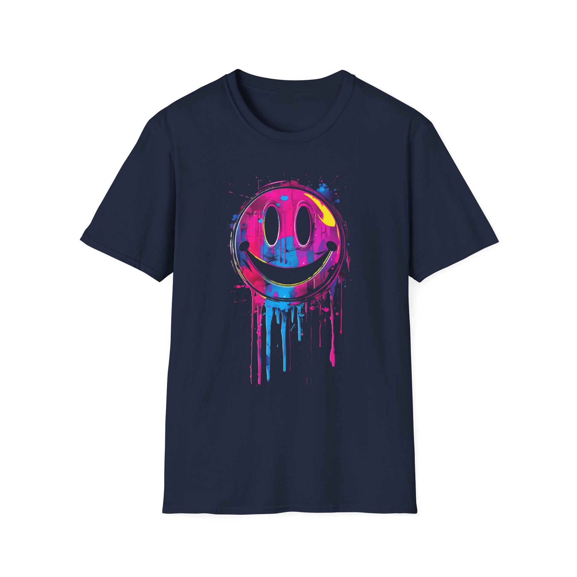 Vibrant Smiley Face Unisex T-Shirt Navy Printify T-Shirt Rhythm & Drip Apparel
