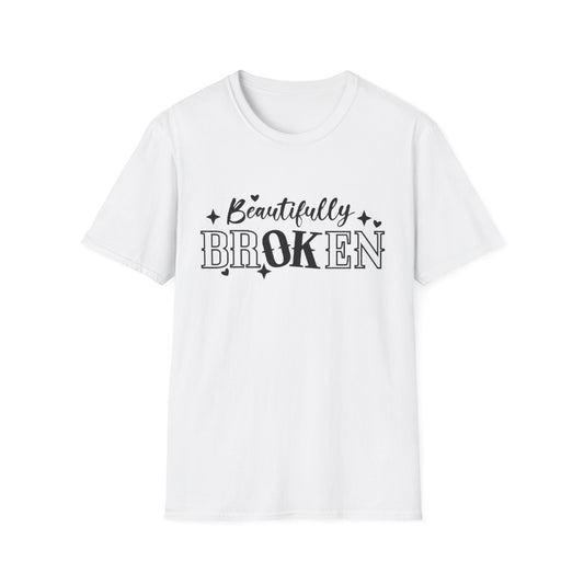 Beautifully Broken T-Shirt White Printify T-Shirt Rhythm & Drip Apparel