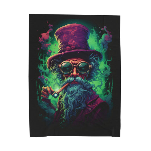 Wizard- Whimsical Wizard Plush Blanket - Cozy Home Decor, Gift for Sci-Fi Fans, Magical Themed Room, Art Lovers' Throw, Perfect for all Occasions 60" × 80" Rhythm & Drip All Over Prints Rhythm & Drip Apparel
