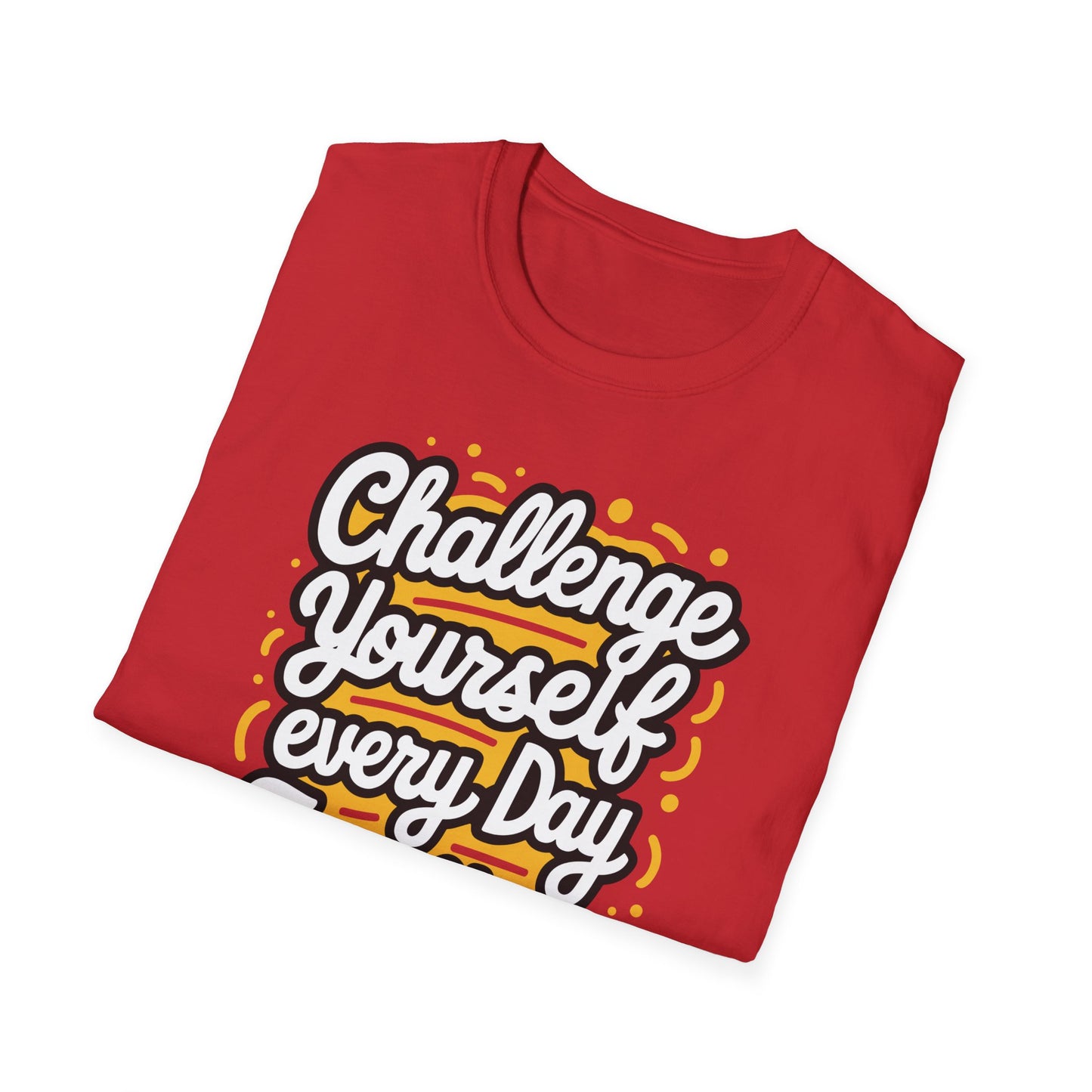 Inspirational Unisex Softstyle T-Shirt - 'Challenge Yourself Every Day, Face Your Fears'